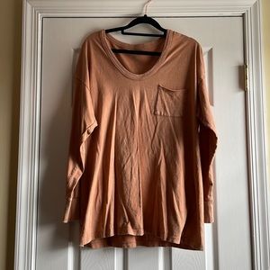 NWOT Aerie distressed long sleeve tee, M terra cotta